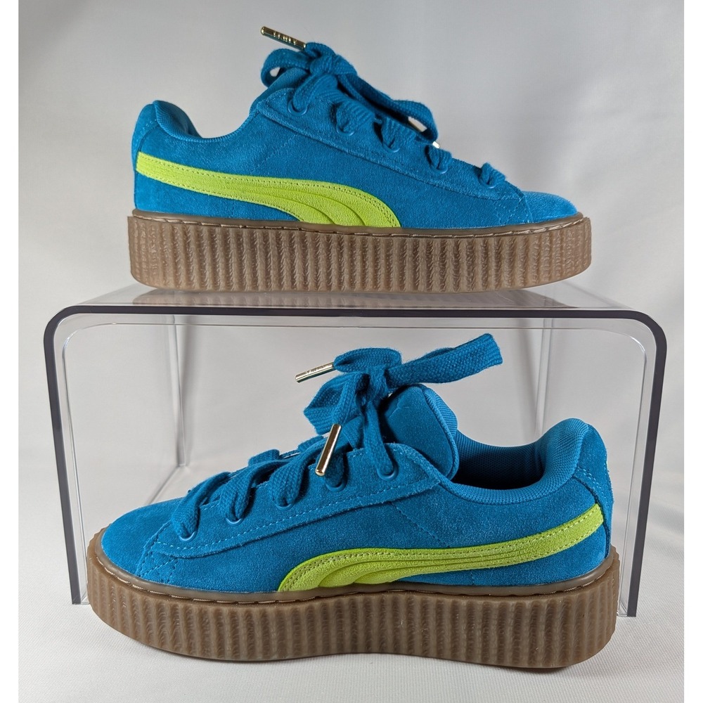 Puma Fenty Creeper Phatty Blue Lime Green Suede Platform Sneakers 399332-02 6.5W - Picture 2 of 7